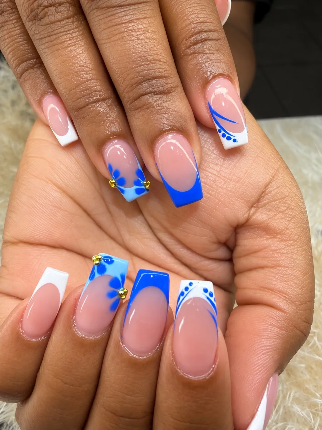 Blue nail manicure art