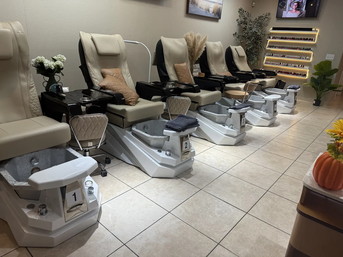 Real Cozy Nail and Head Spa pedicure seating in Cypress Texas